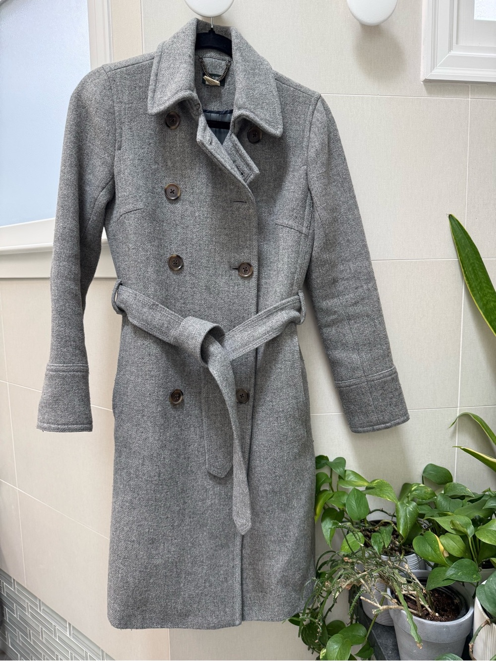 J.Crew Heather Gray Wool Blend Belted Coat Size 0
